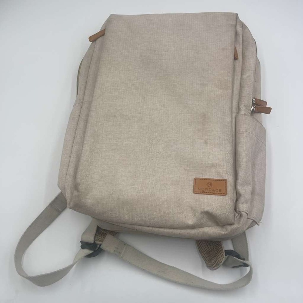 Nordace Siena Smart Backpack Beige Minimalist Travel Laptop Bag Commuter Mens